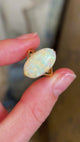 Vintage, cabochon-cut white opal ring