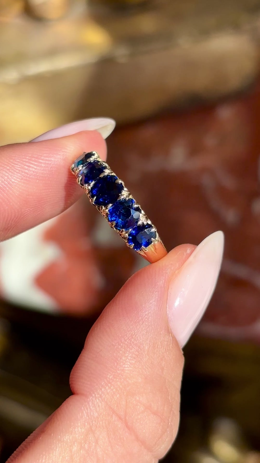 Antique, Victorian sapphire half-hoop ring