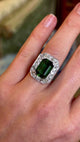 Vintage, Art Deco 5ct chrome green tourmaline & diamond cocktail ring