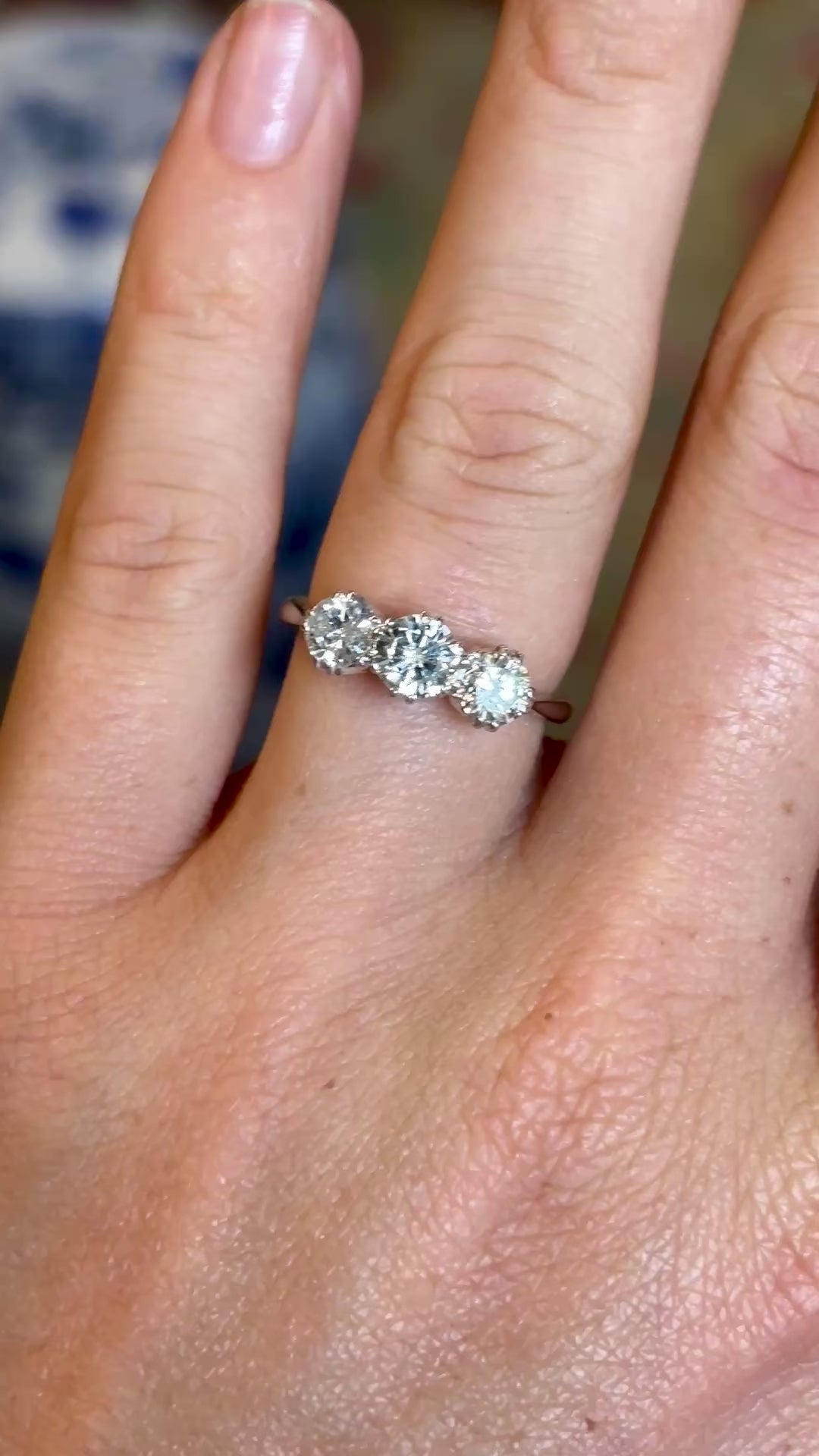 Vintage, Art Deco three-stone diamond ring