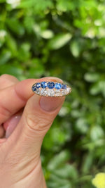Antique, Victorian sapphire & diamond half-hoop, 18ct yellow gold