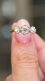 Antique, Edwardian old-cut diamond three-stone engagement ring
