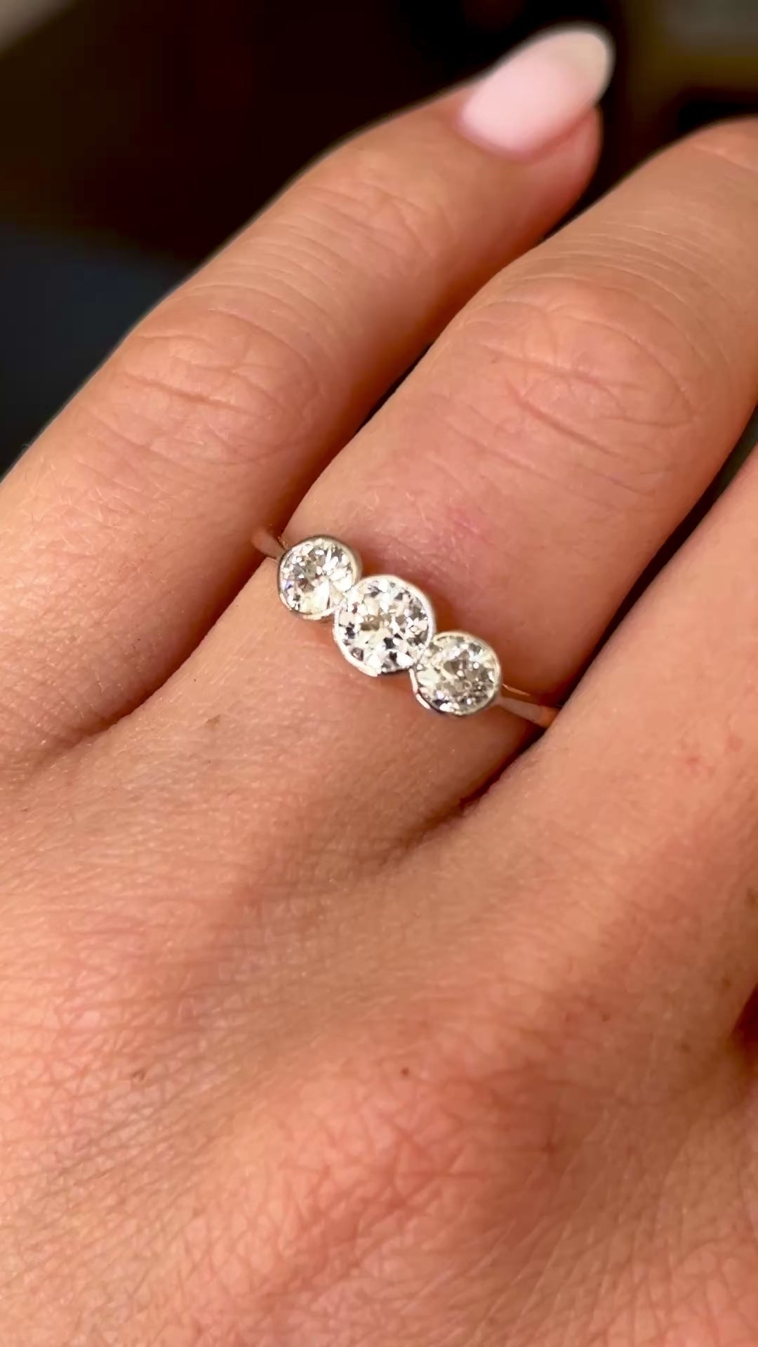 Vintage, Art Deco three-stone diamond ring