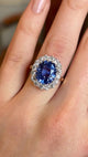 Antique, Edwardian sapphire and diamond cluster engagement ring
