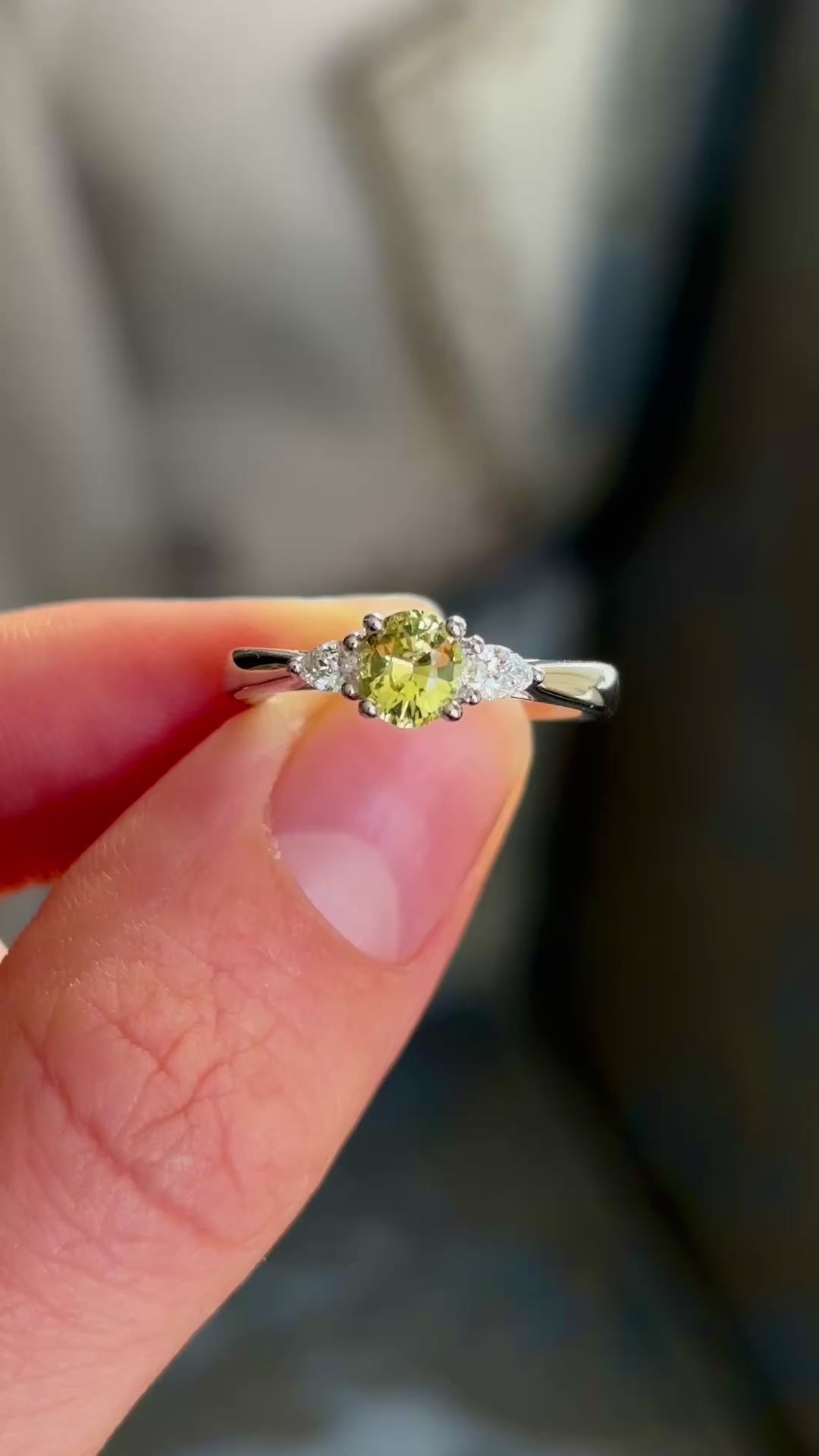 Oval-cut yellow sapphire & diamond three-stone ring