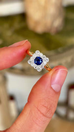 Antique, Edwardian sapphire & diamond cluster ring