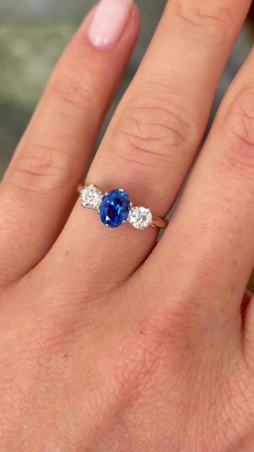 Vintage, 1970s sapphire & diamond three-stone ring