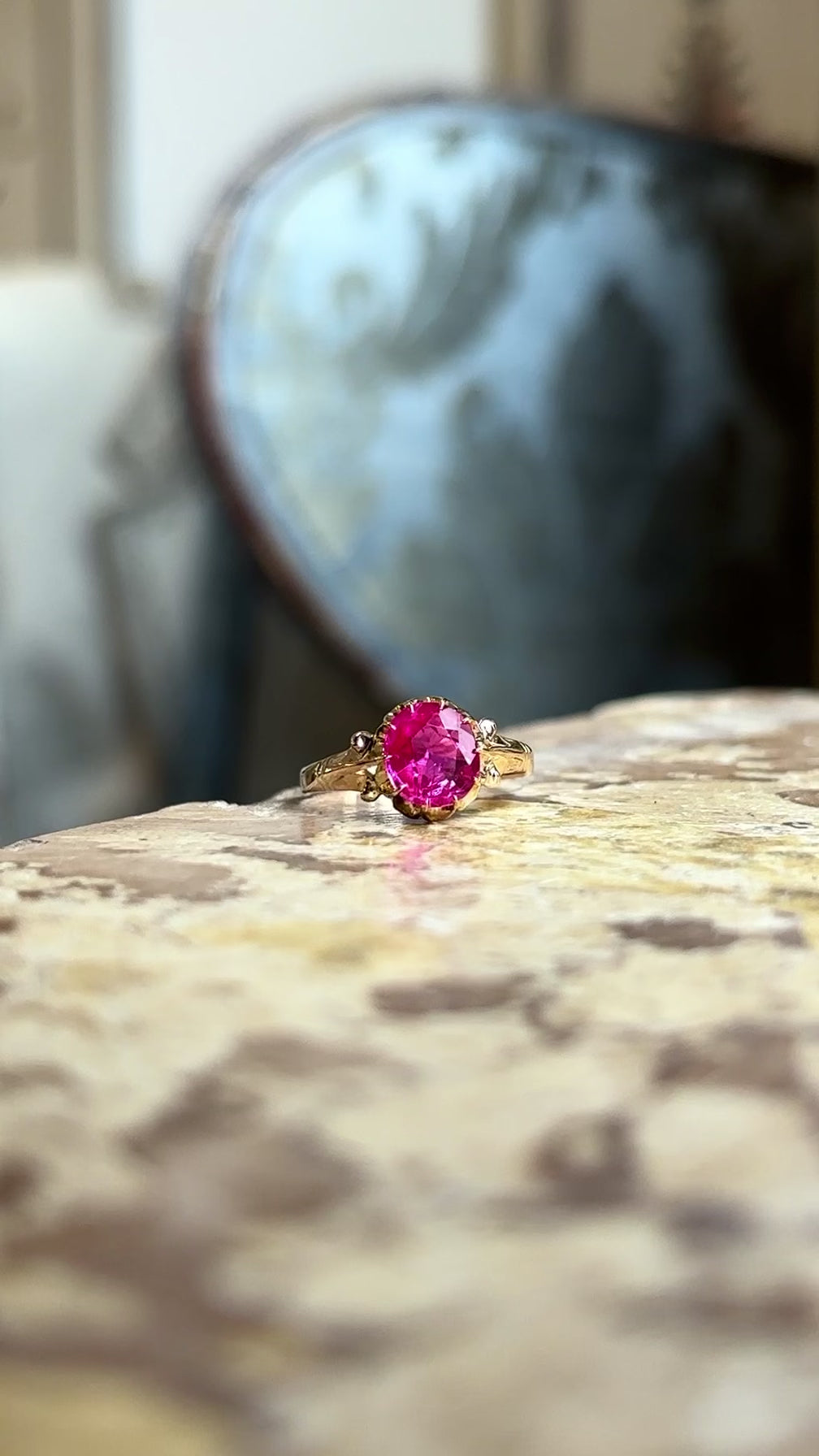 Antique, Edwardian single-stone pink ruby ring