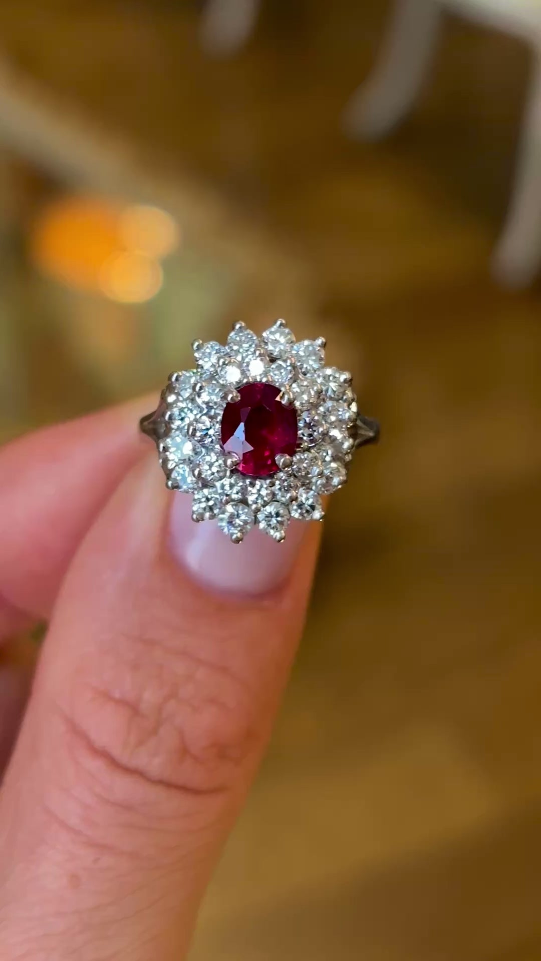 Vintage, 1950s ruby & diamond cocktail ring