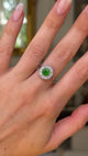 Vintage, 1.20ct demantoid green garnet & diamond cluster ring, 18ct white gold