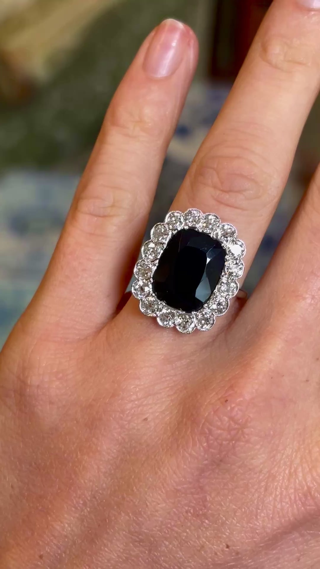 Antique, Belle Époque sapphire & diamond cluster ring