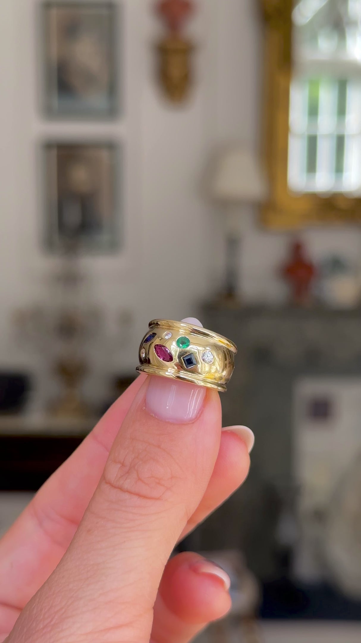 Vintage, 1990s puzzle gemstone pinky ring