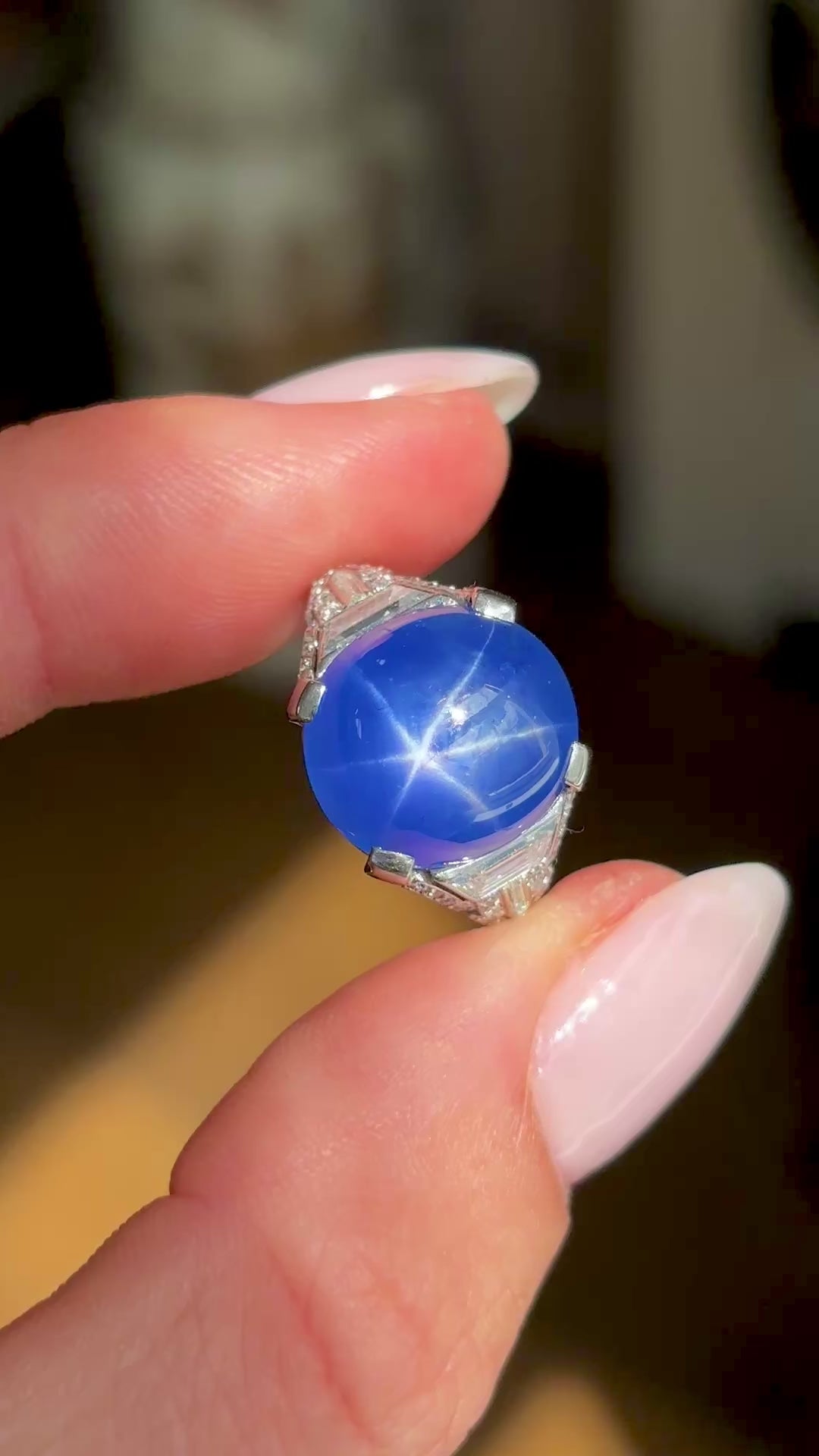 Vintage, Art Deco star sapphire and diamond ring