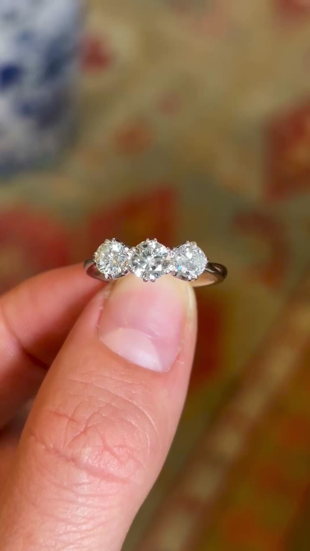 Vintage, Art Deco three-stone diamond ring