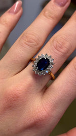 Vintage, 1960s sapphire & diamond cluster ring