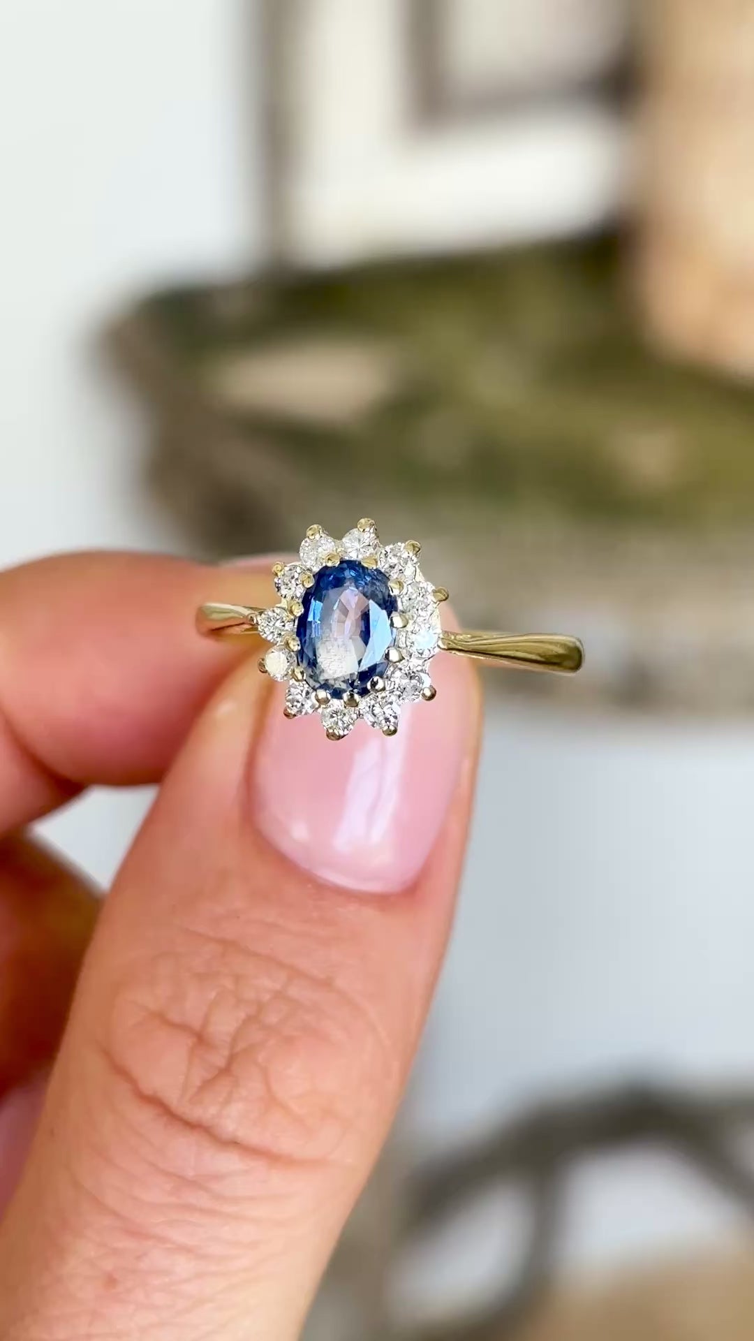 Vintage, 1980s sapphire & diamond cluster ring