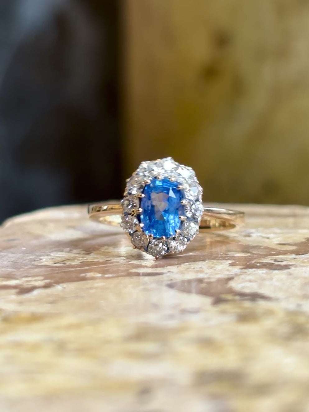Antique, Edwardian sapphire & diamond cluster ring