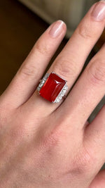 Antique, Edwardian fire opal & diamond cocktail ring