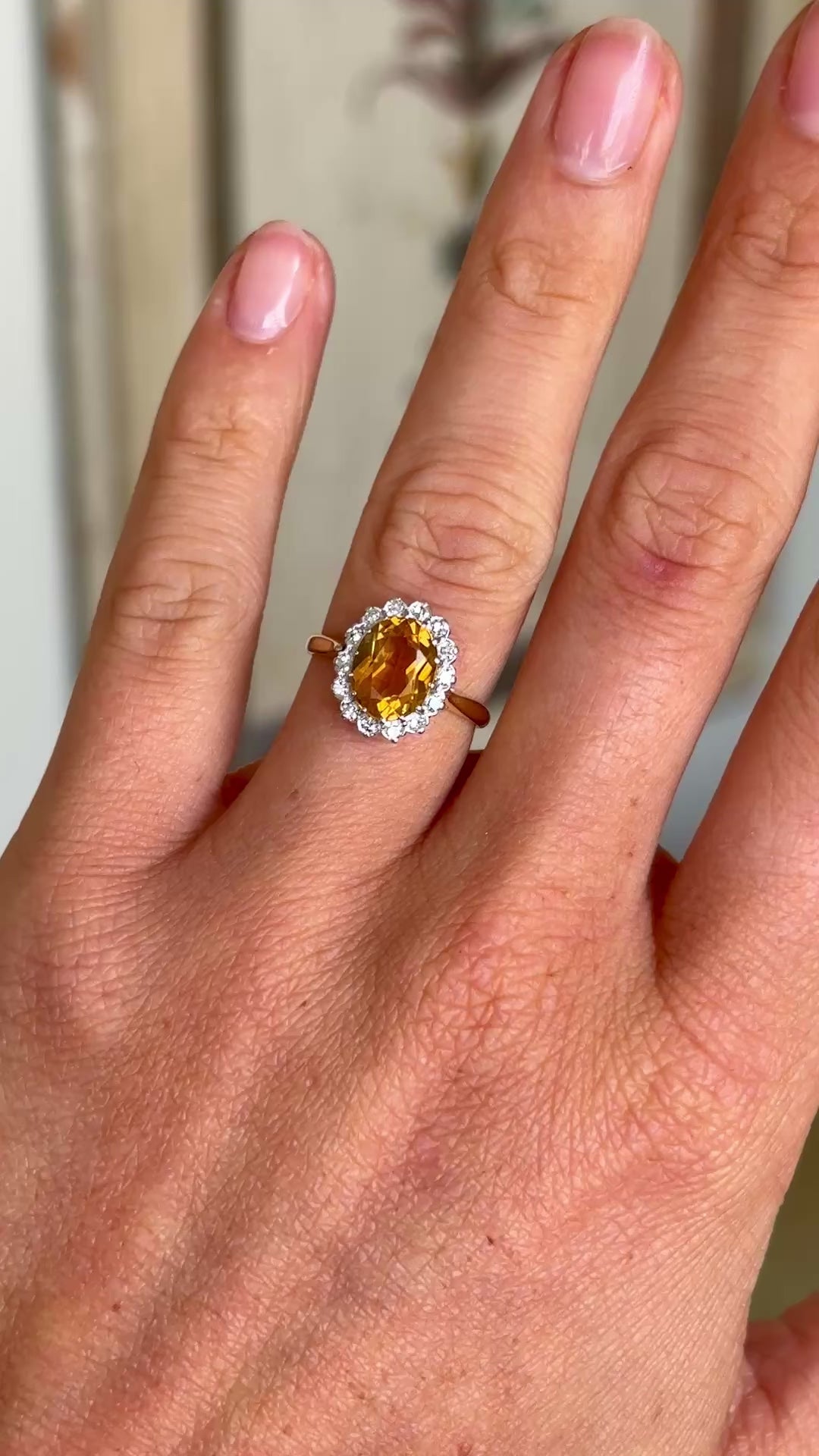 Vintage, 1980s citrine & diamond cluster ring