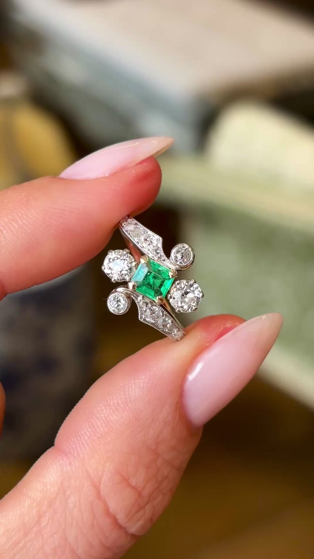 Antique, Belle Époque emerald & diamond