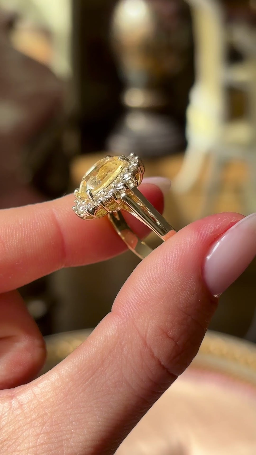 Vintage, 1970s yellow sapphire cluster ring