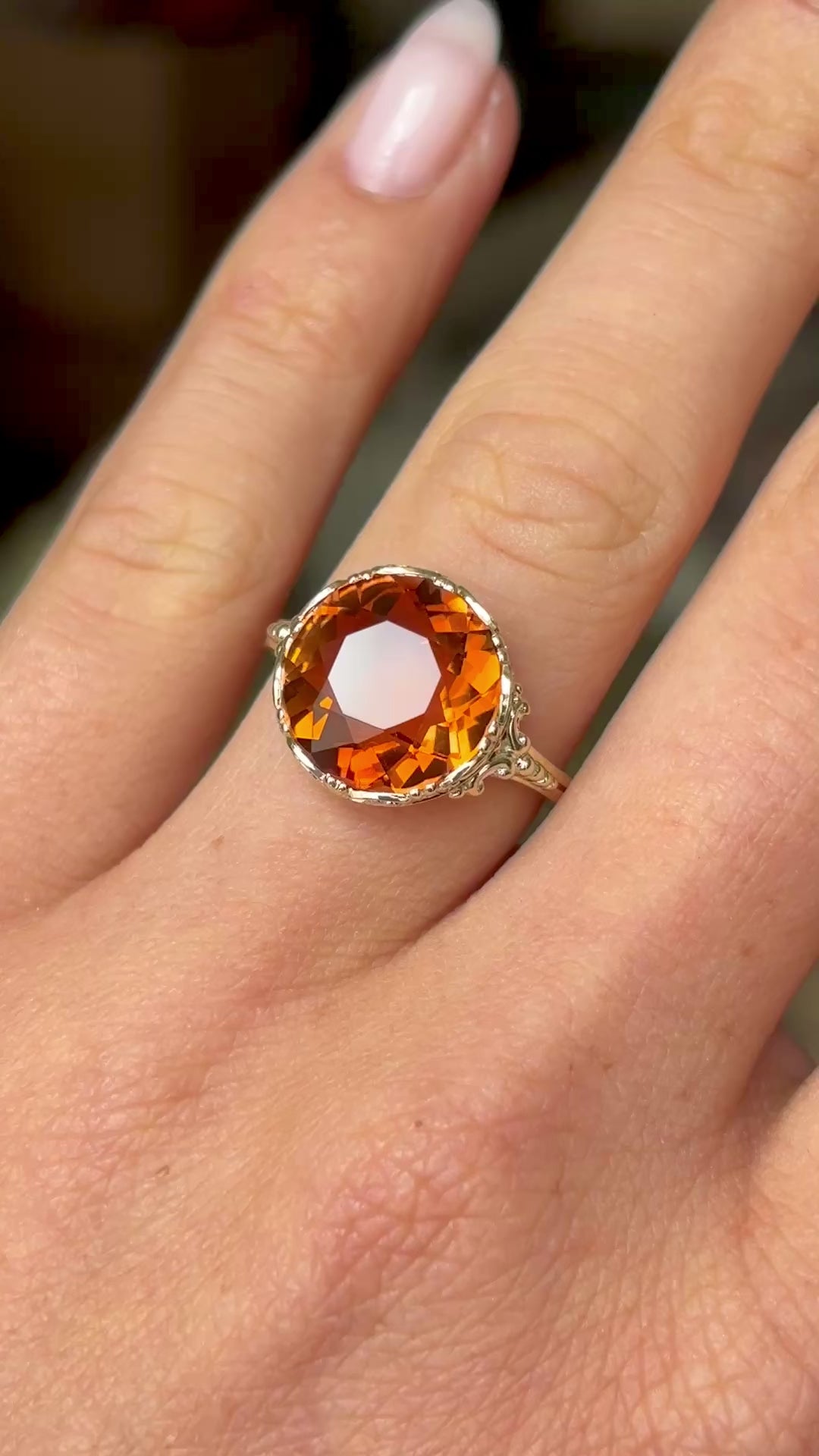 Vintage, 1980s Edwardian-revival citrine single-stone ring