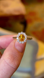Oval-cut citrine & diamond cluster ring