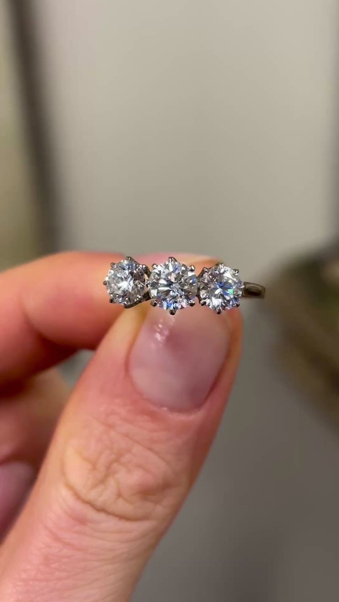 Vintage, Art Deco three-stone ring, platinum
