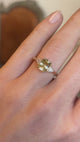 Yellow sapphire and diamond three-stone ring