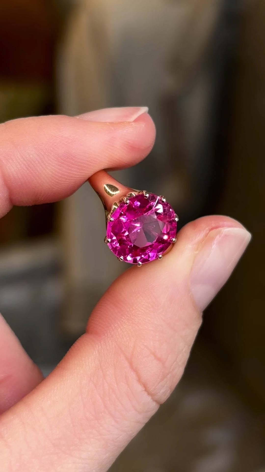 Antique, Victorian pink tourmaline single-stone ring