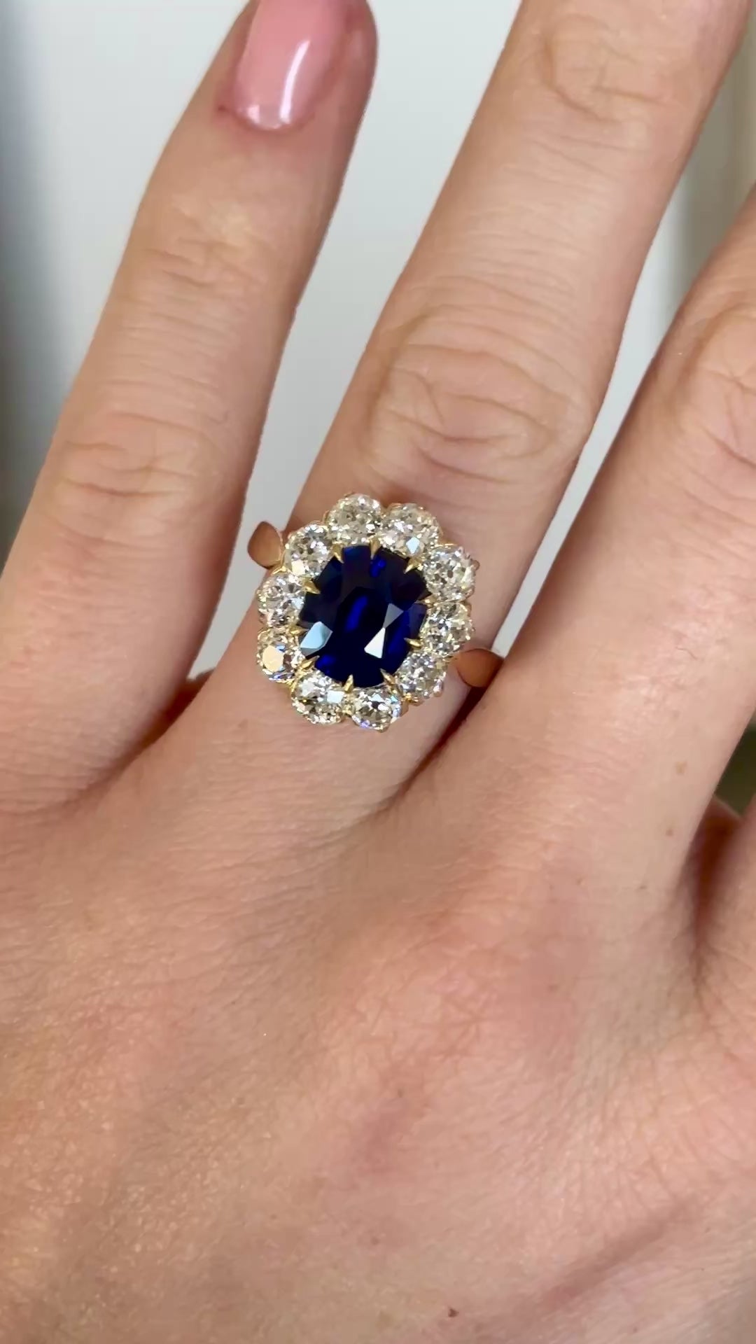 Antique, Victorian sapphire & diamond cluster, 18ct rose gold 6