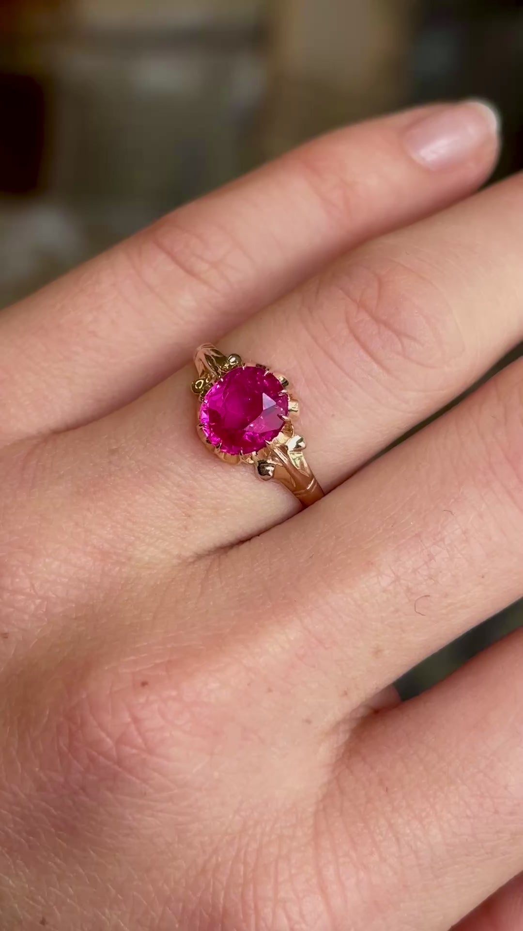 Antique, Edwardian single-stone pink ruby ring