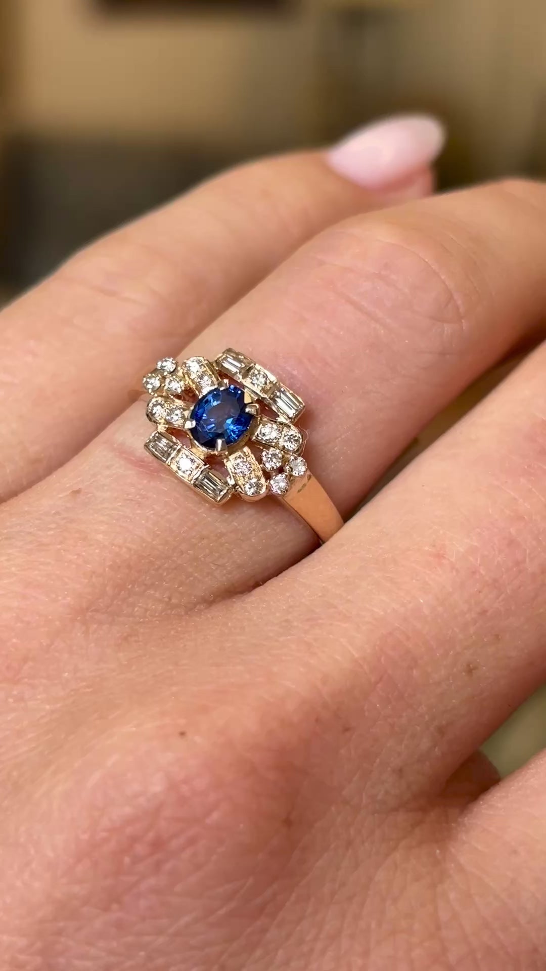 Vintage, 1960s sapphire & diamond cluster ring