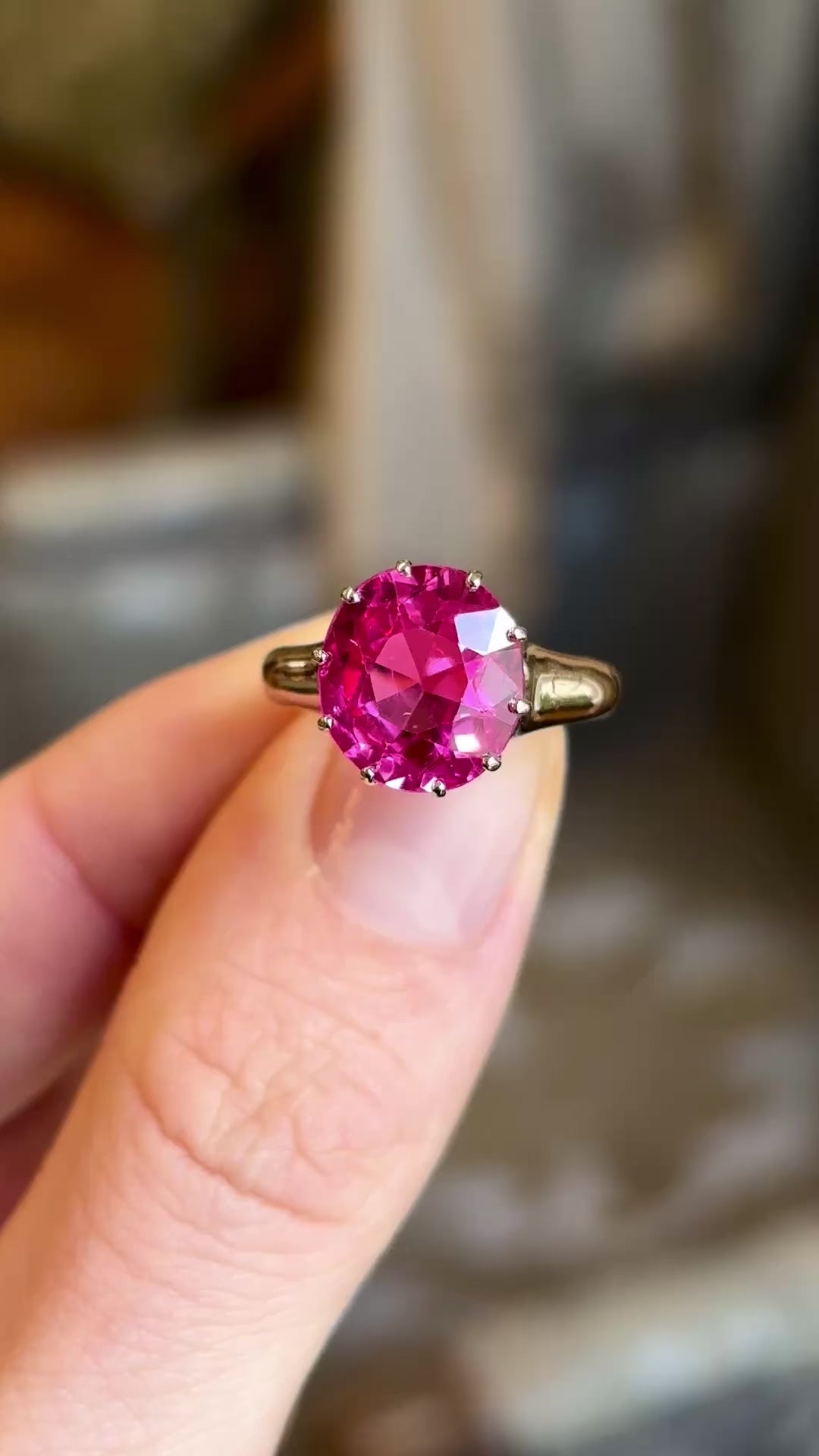 Antique, Victorian pink tourmaline single-stone ring