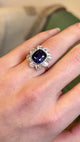 Antique, Edwardian 5ct cushion-cut sapphire & diamond daisy cluster ring