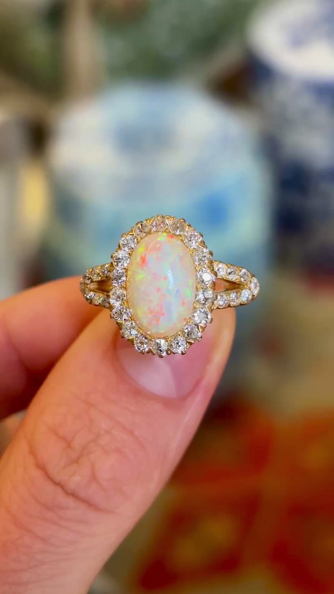 Antique, Victorian opal & diamond cluster ring