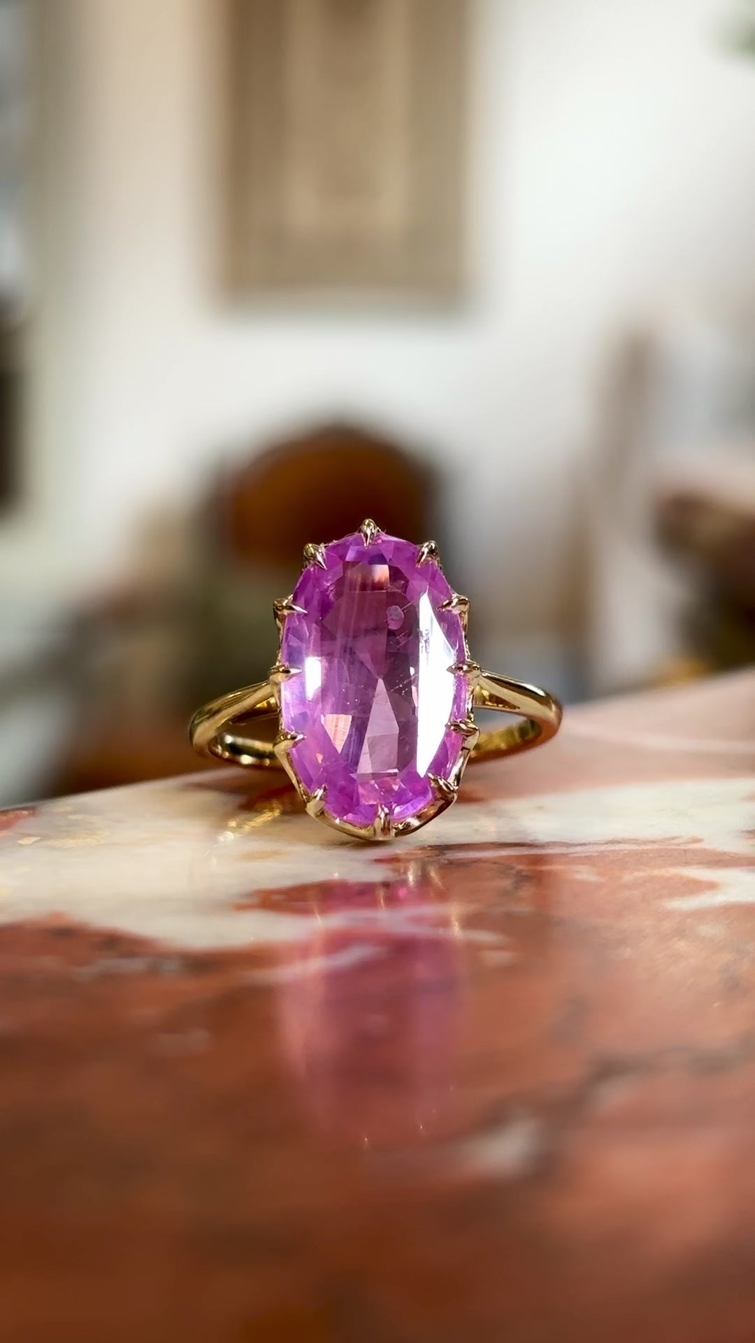 Vintage, 1950s pink sapphire cocktail ring