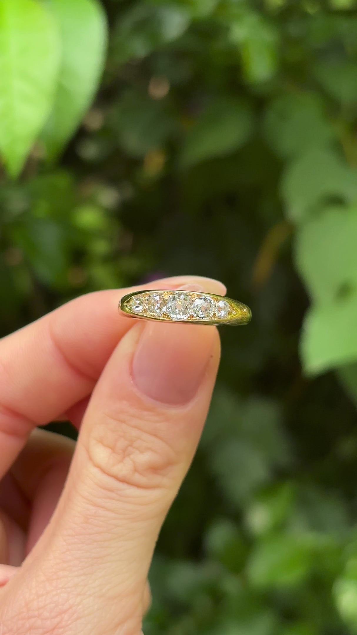 Vintage, 1970s diamond five-stone ring, 18ct yellow gold