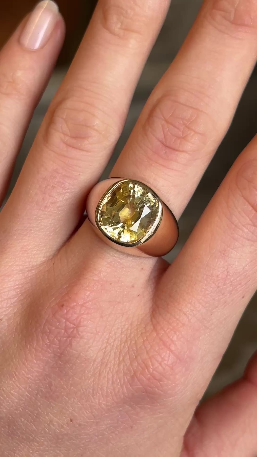 Vintage, 1950's Austrian 8ct cushion-cut yellow sapphire cocktail ring