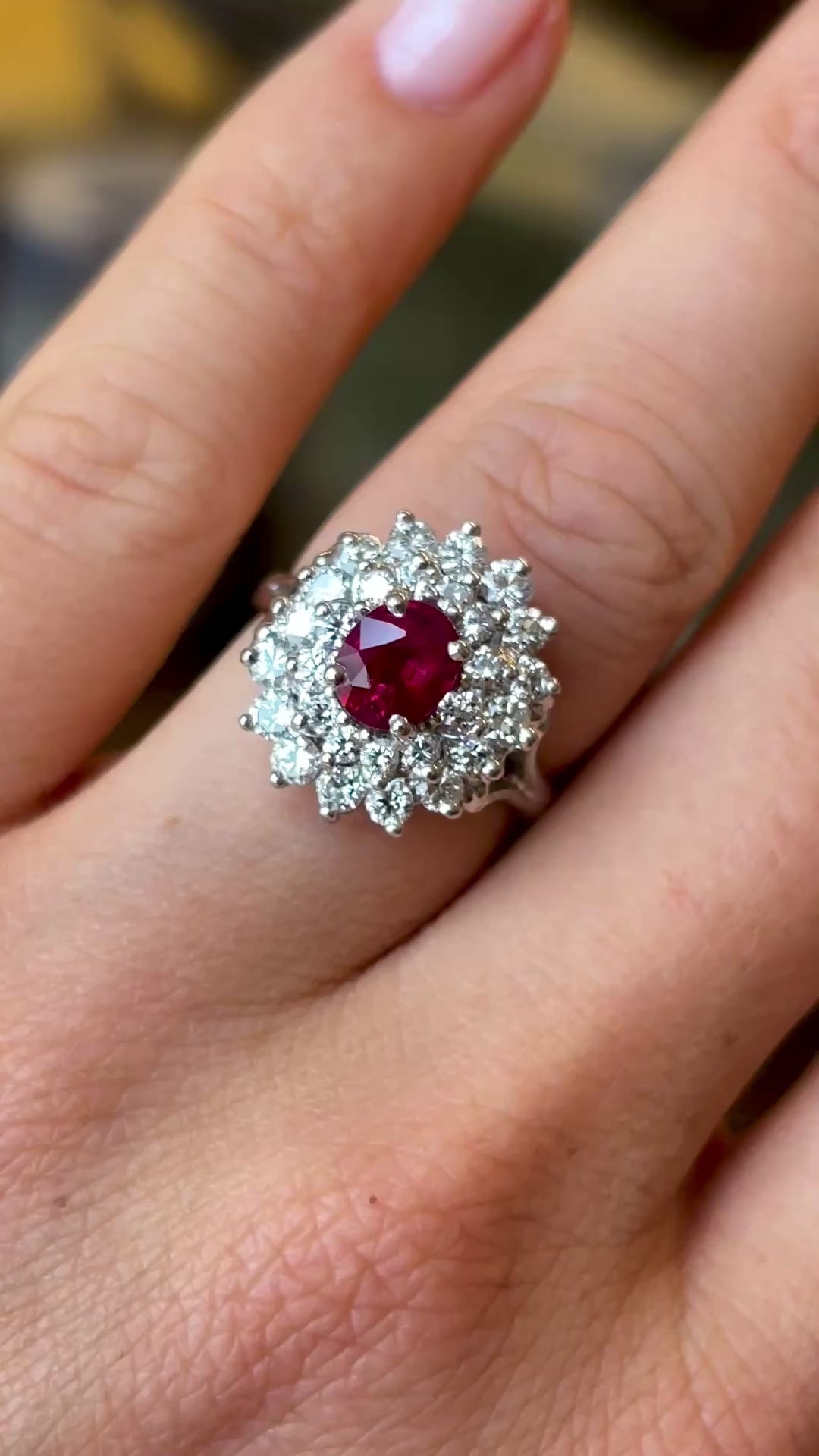 Vintage, 1950s ruby & diamond cocktail ring