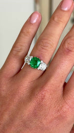 Antique, Belle Époque emerald & diamond three-stone ring