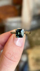 Square step-cut teal sapphire single-stone ring