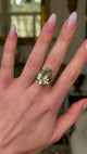 Vintage, Mint Quartz Cocktail Ring worn on hand and moved around to give perspective.