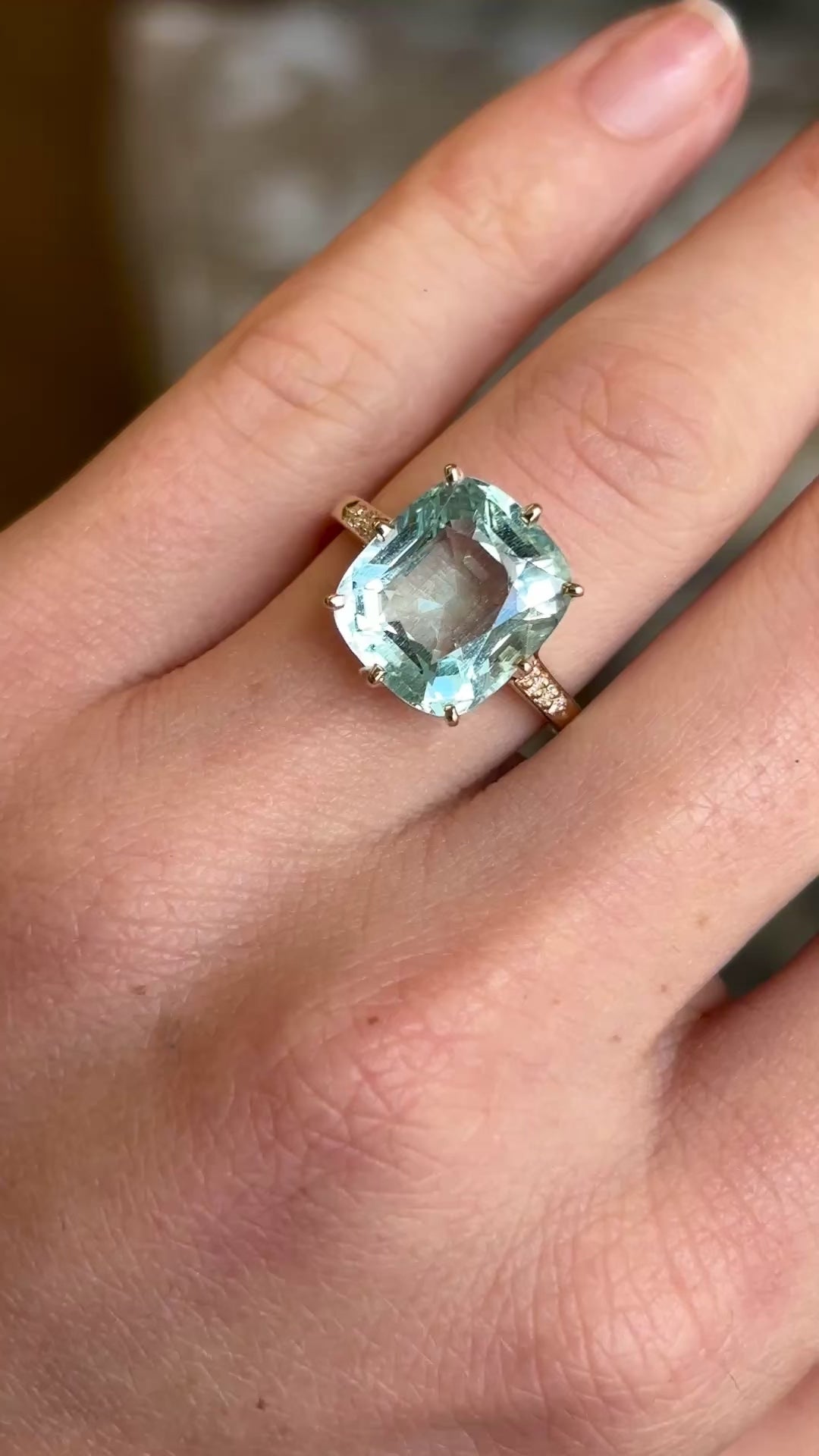 Contemporary, aquamarine cocktail ring