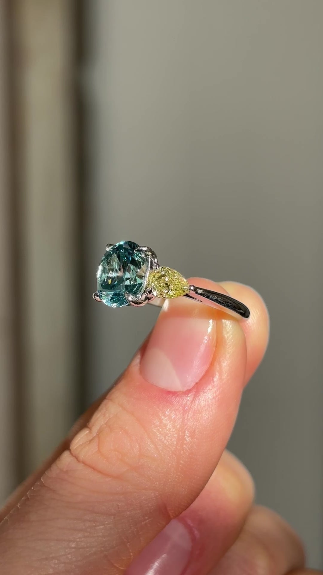 Vintage, zircon & yellow diamond three-stone ring
