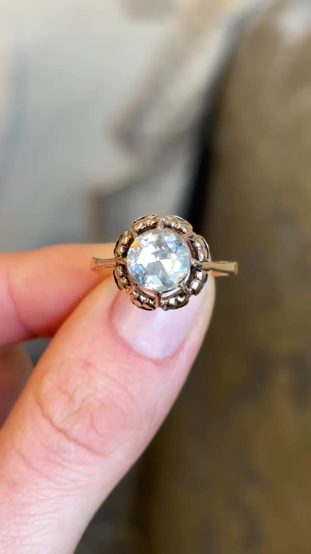 Antique, 19th century, Ottoman Empire rose-cut diamond solitaire ring