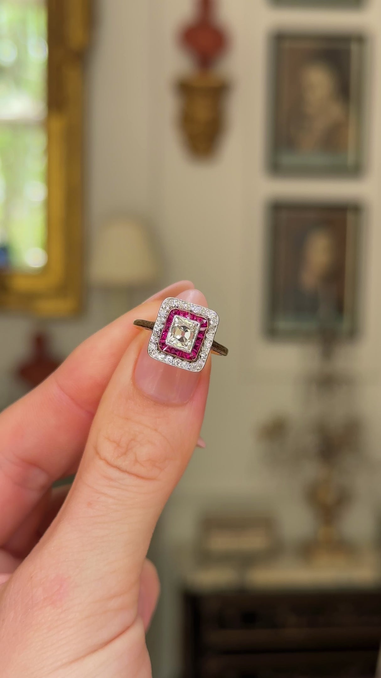 Art Deco, French, 18ct gold, diamond and ruby ring