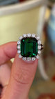 Vintage, 1950s 10ct chrome green tourmaline & diamond cocktail ring