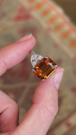 Vintage, Art Deco citrine & diamond cocktail ring