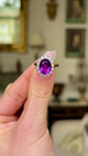 Vintage amethyst and diamond cluster ring, moved around to give perspective.